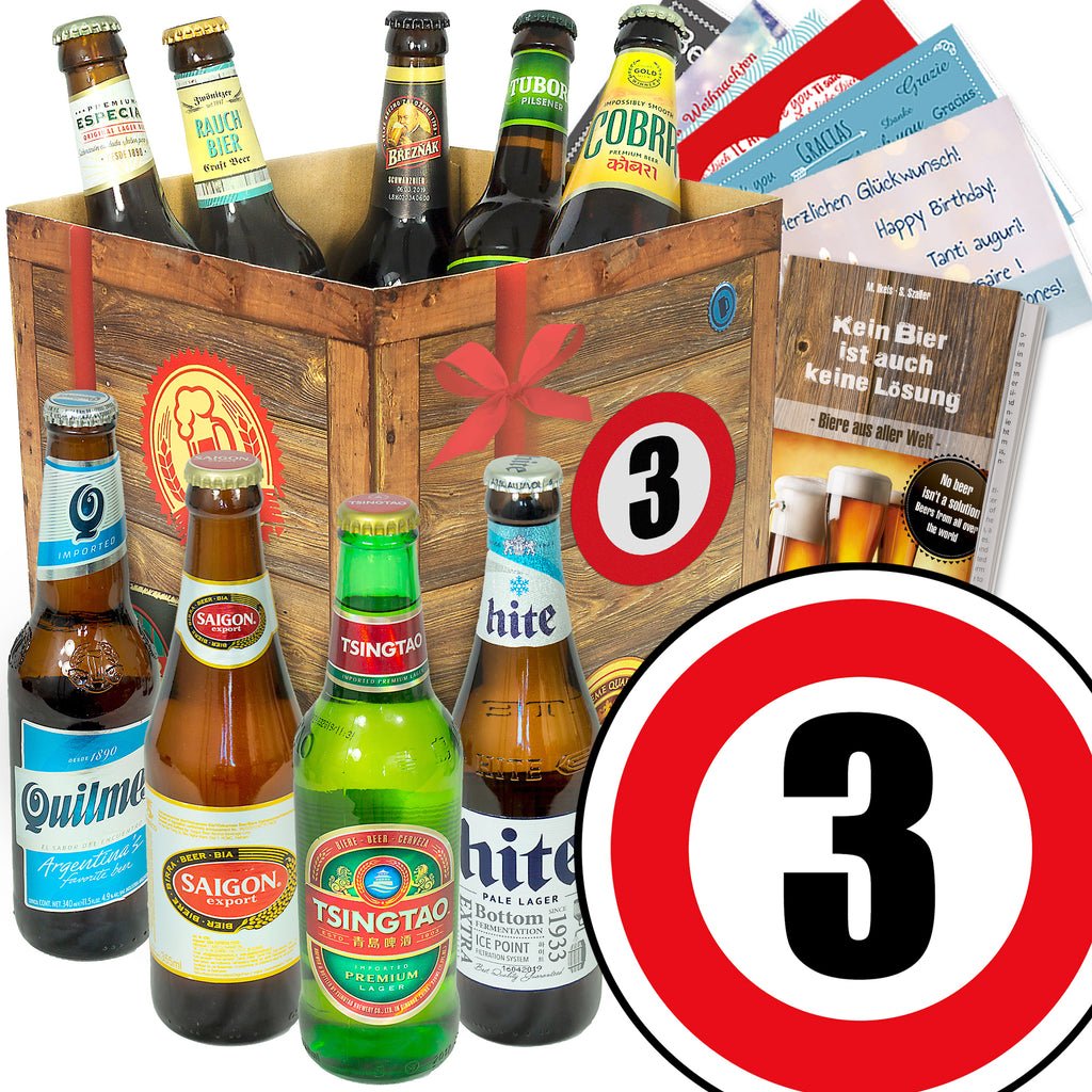 Zahl 3 | 9 Länder Bier aus aller Welt | Geschenkbox