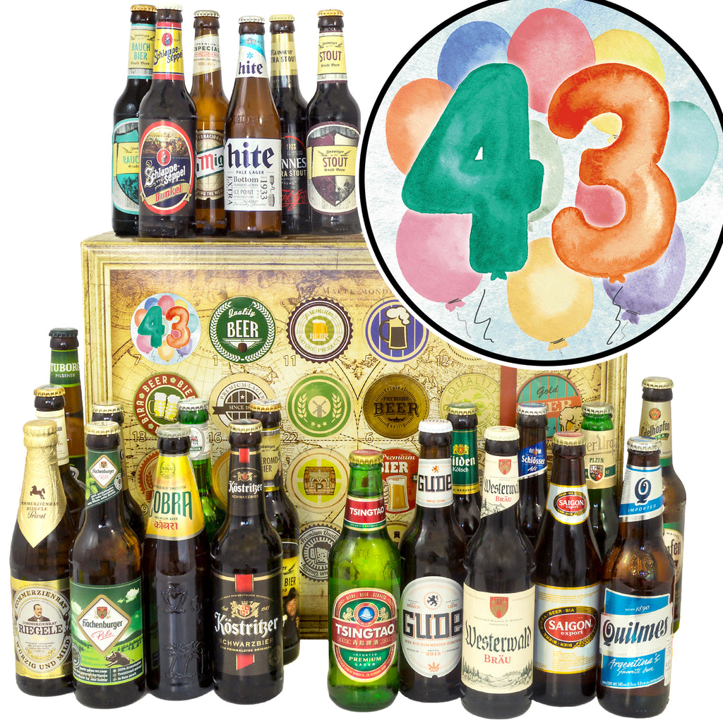 Geburtstag 43 | 24x Bier Biere Welt und Deutschland | Probierpaket