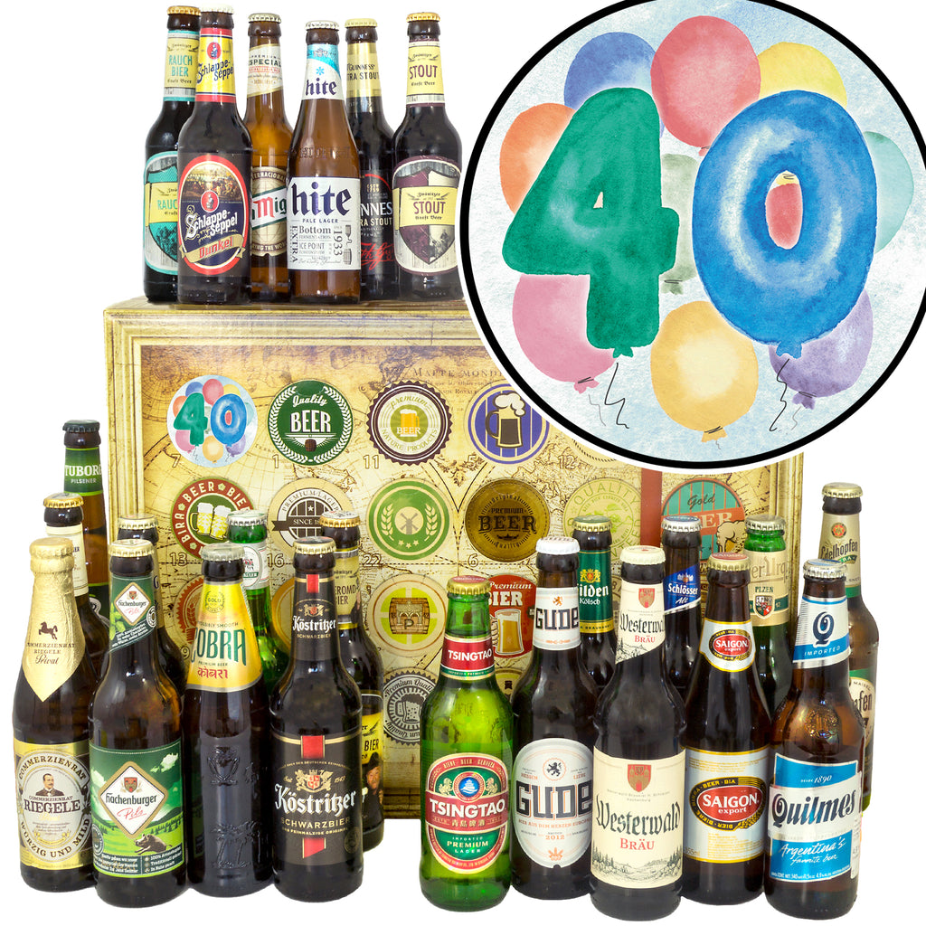 40. Geburtstag | 24x Bier Biere Welt und Deutschland | Geschenkset