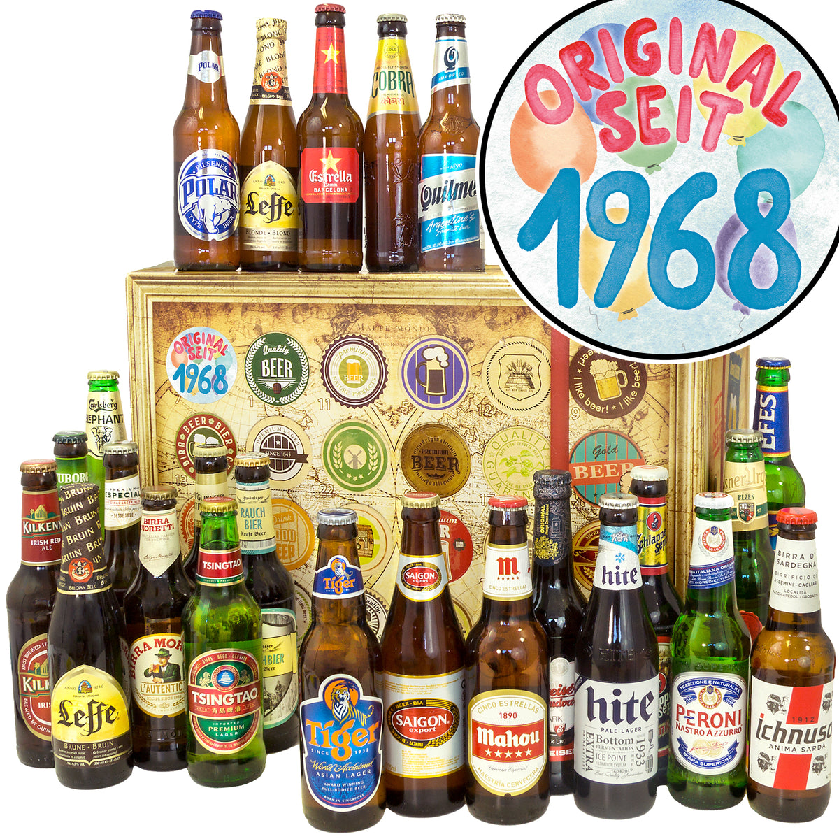 Original seit 1968 | 24 Biersorten Biere der Welt Exoten | Geschenkset - monatsgeschenke.de