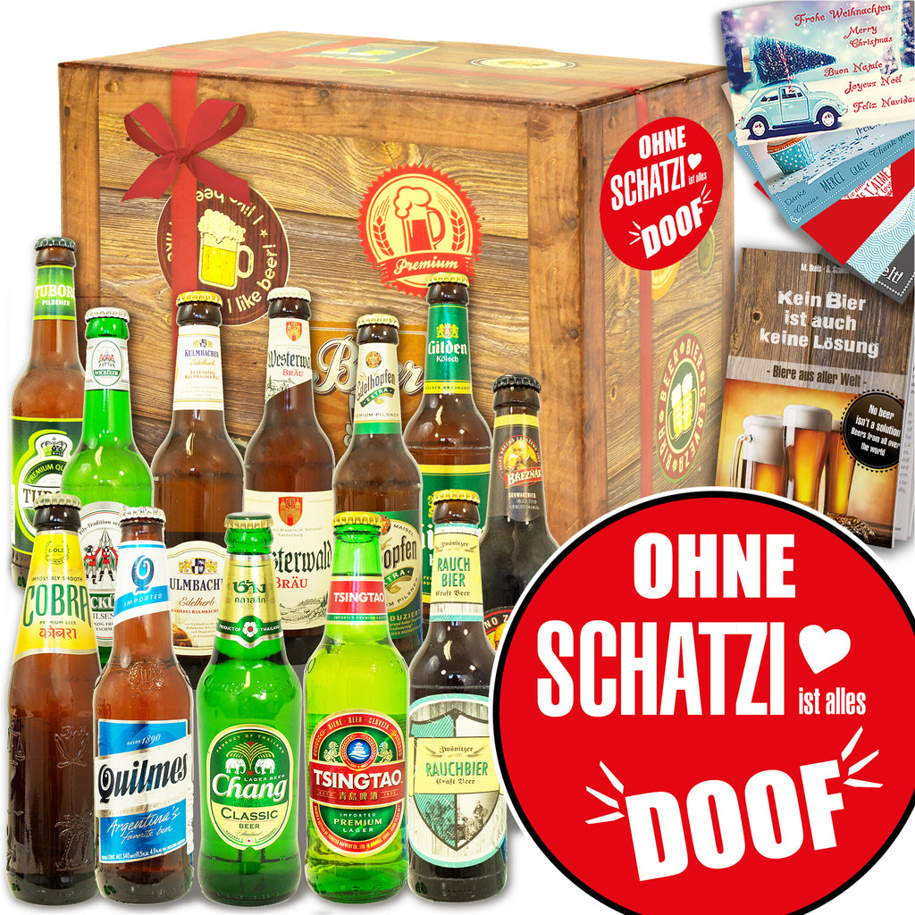 Ohne Schatzi ist alles doof | 12 Spezialitäten Bier Deutschland und Welt | Geschenkset