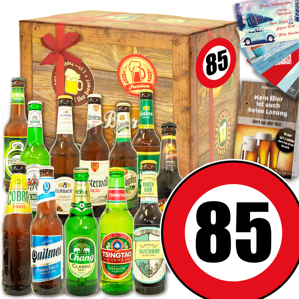 Zahl 85 | 12 Spezialitäten Bier aus der Welt und Deutschland | Biergeschenk