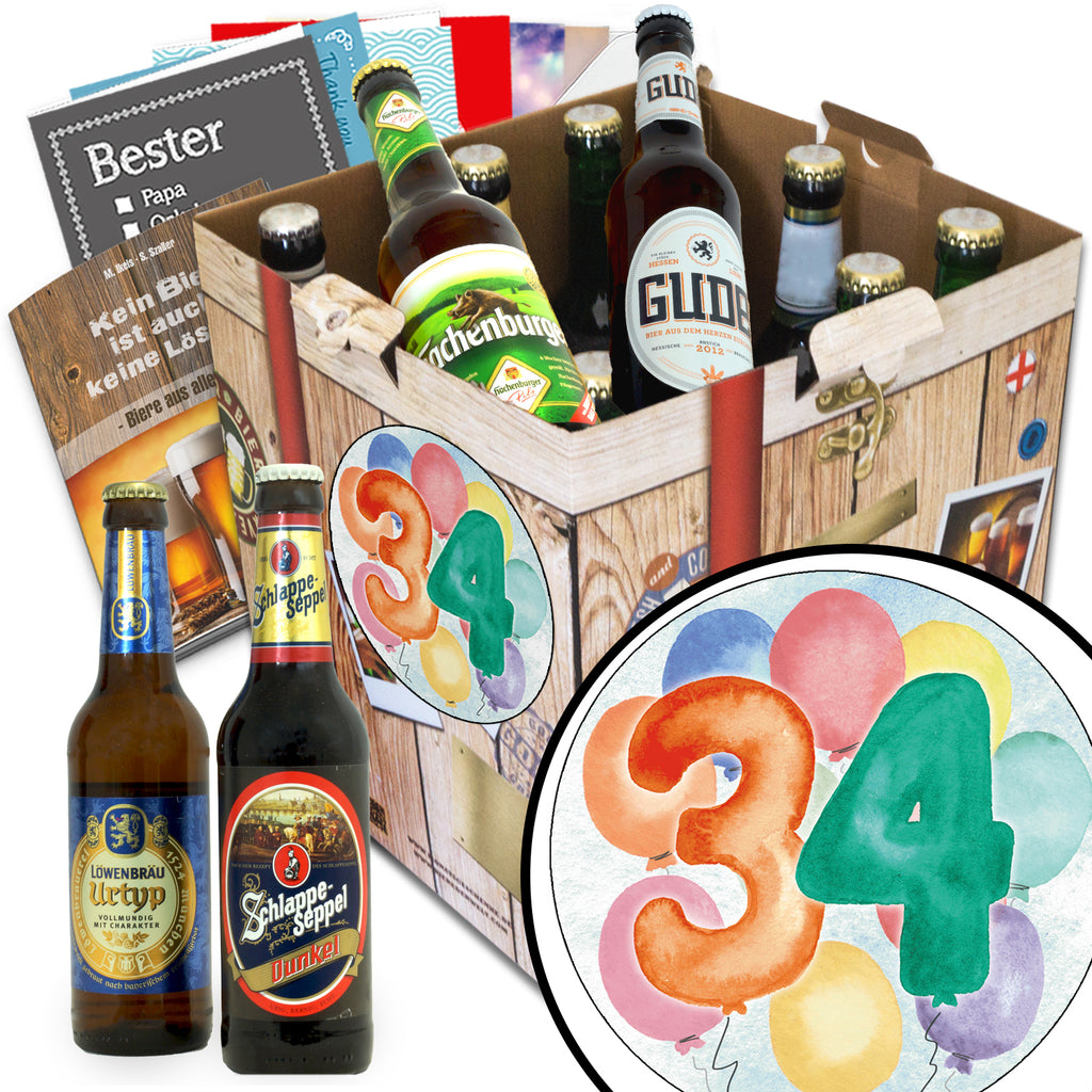 Geburtstag 34 | 9 Biersorten Biere aus Deutschland | Bier Geschenk