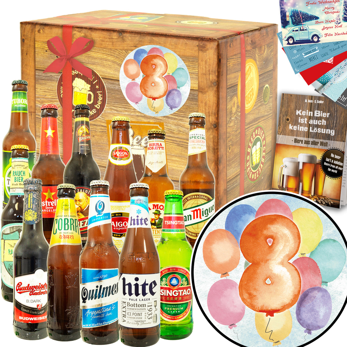 Hochzeitstag 8 | 12 Flaschen Bier International | Geschenkbox