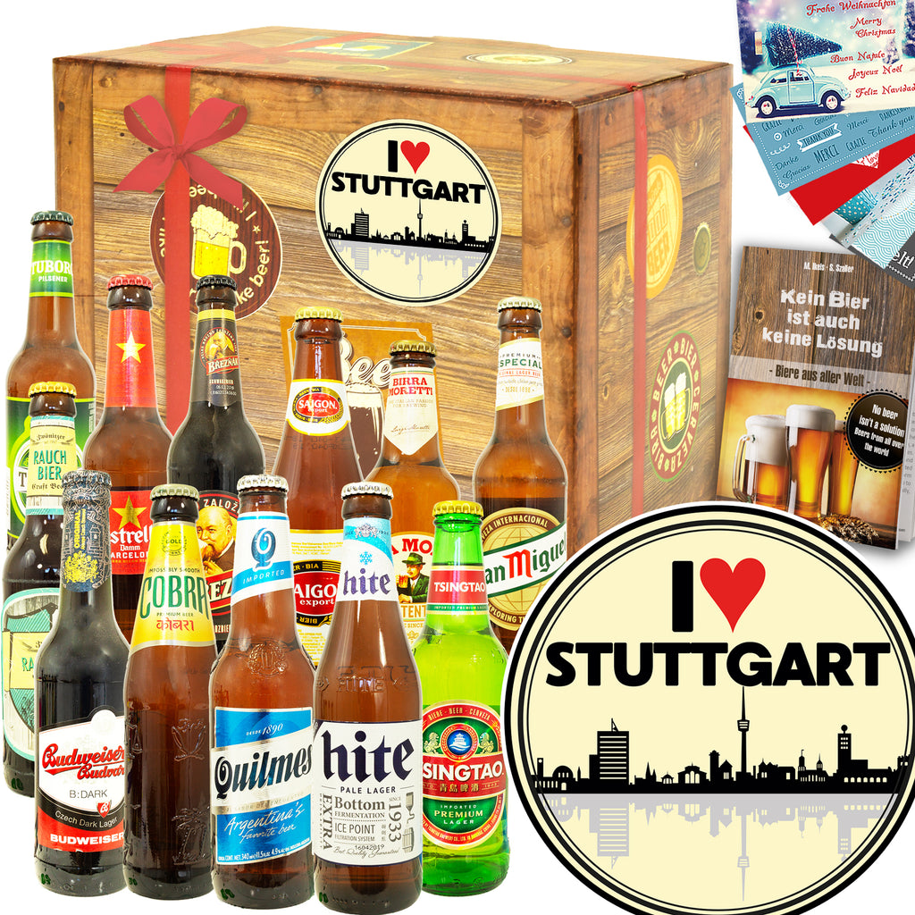 I love Stuttgart | 12 Biersorten Bier Weltreise | Geschenk Box
