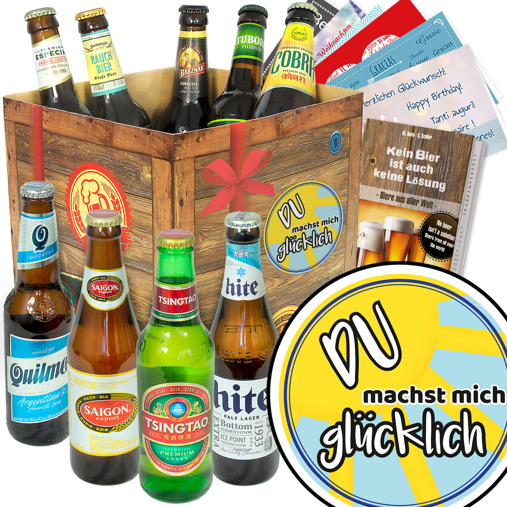 Du machst mich glücklich! | 9 Biersorten Biere aus aller Welt | Geschenkpaket