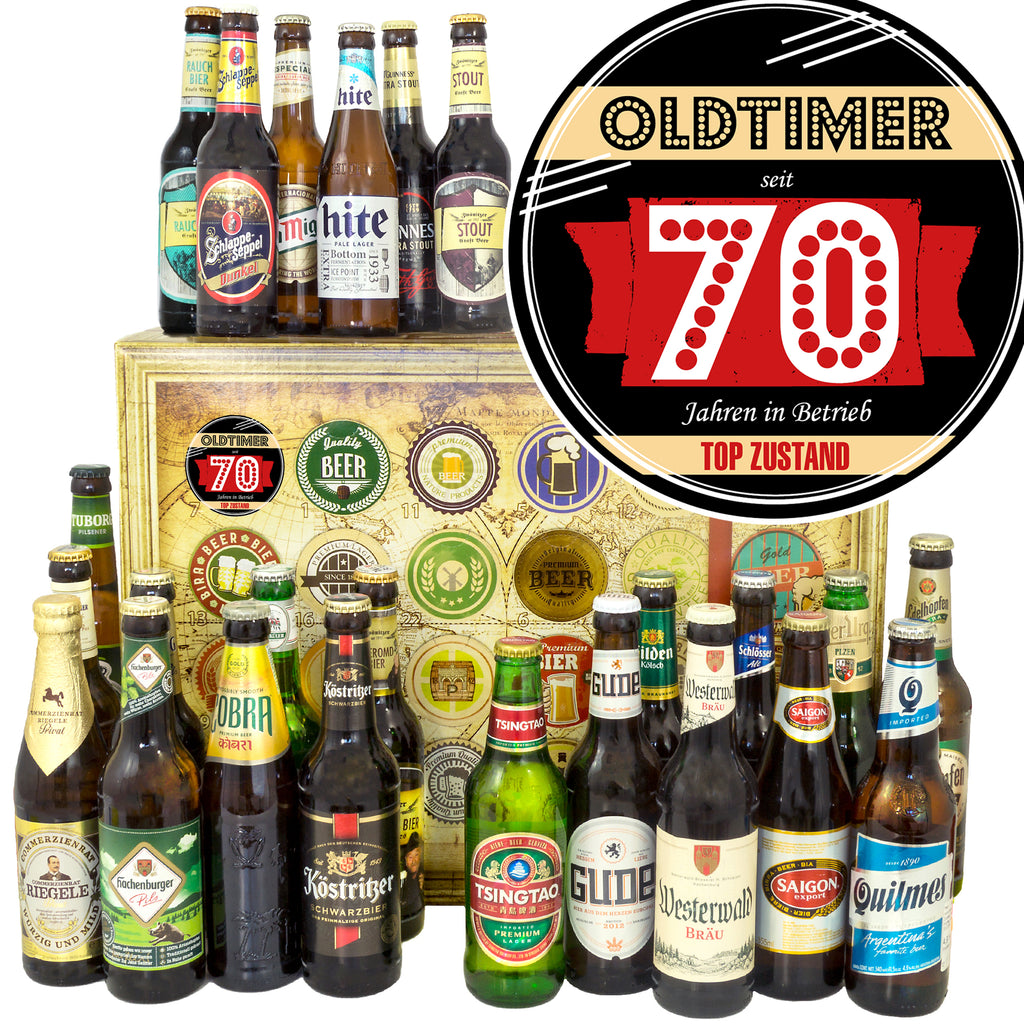 Oldtimer 70 | 24x Bier Deutschland und Welt | Geschenkpaket