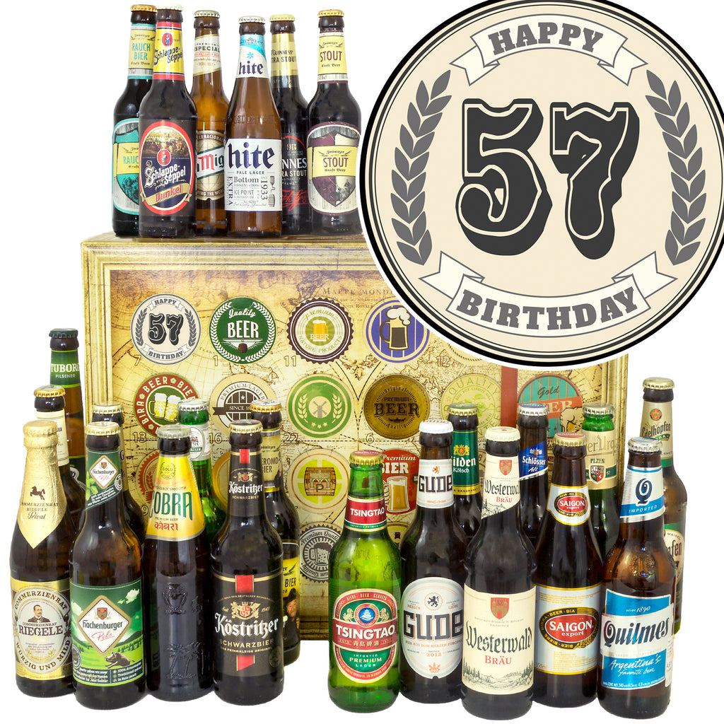 Geburtstag 57 | 24 Spezialitäten Bier International und Deutschland | Bier Geschenk