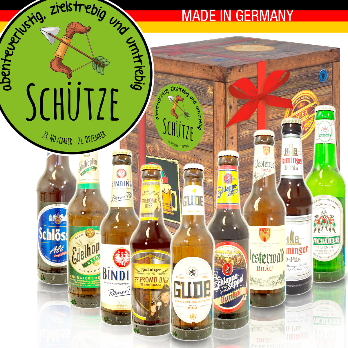Sternzeichen Schütze | 9 Biersorten Biere Deutschland | Geschenk Box