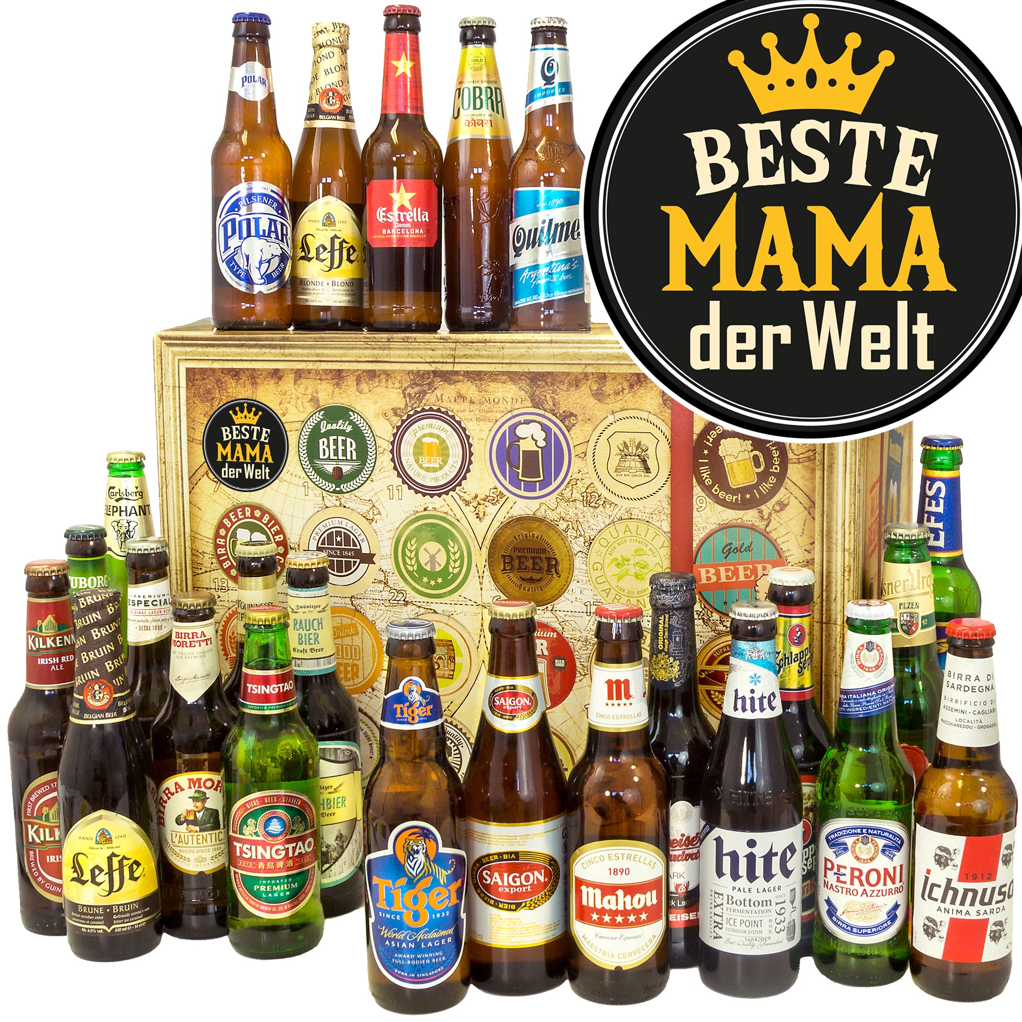 Beste Mama der Welt | 24 Länder Bier aus aller Welt | Bierbox - monatsgeschenke.de