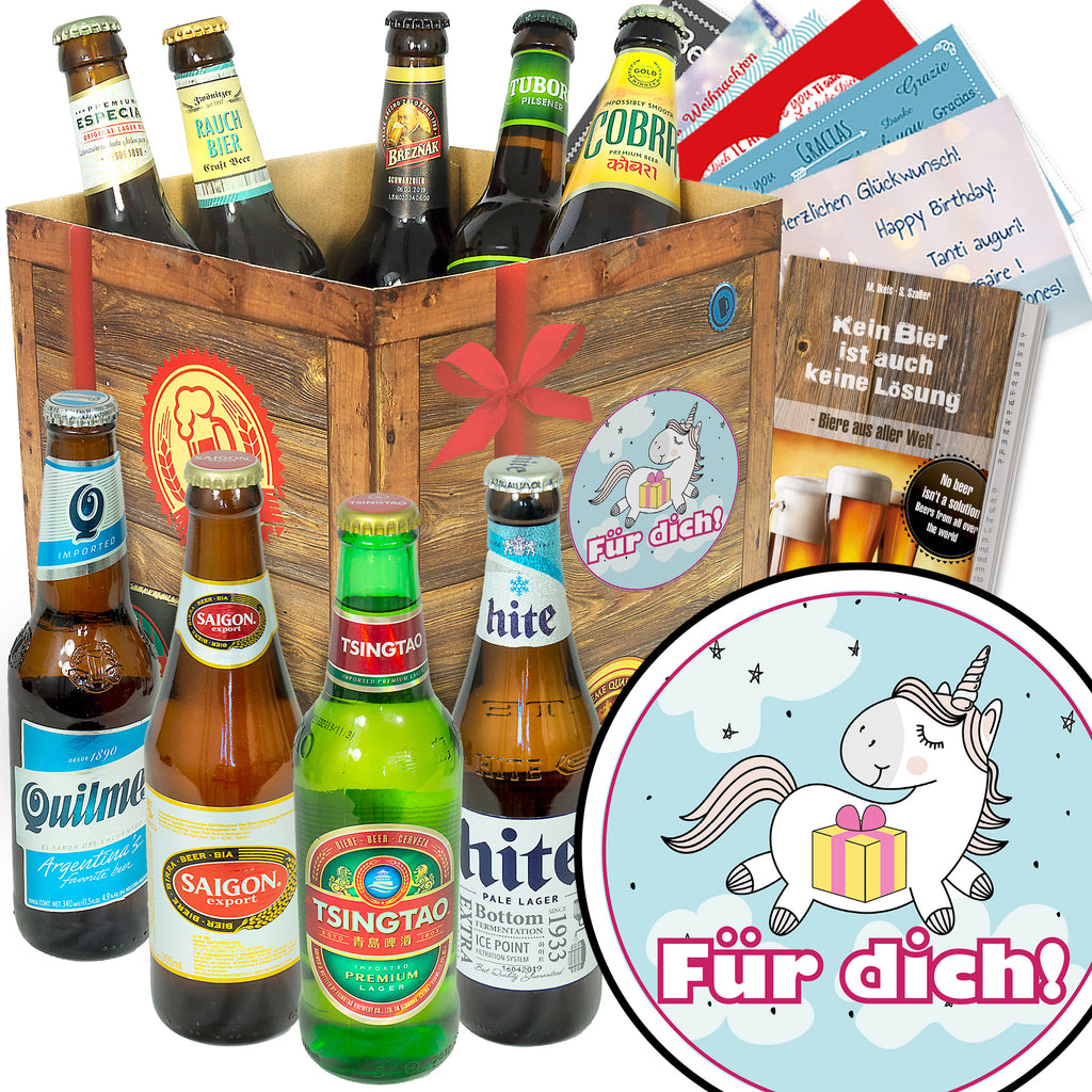 Für Dich (mit Einhorn) | 9 Länder Biere der Welt Exoten | Paket