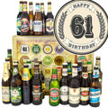Geburtstag 61 | 24 Flaschen Biere Welt und Deutschland | Geschenk Set