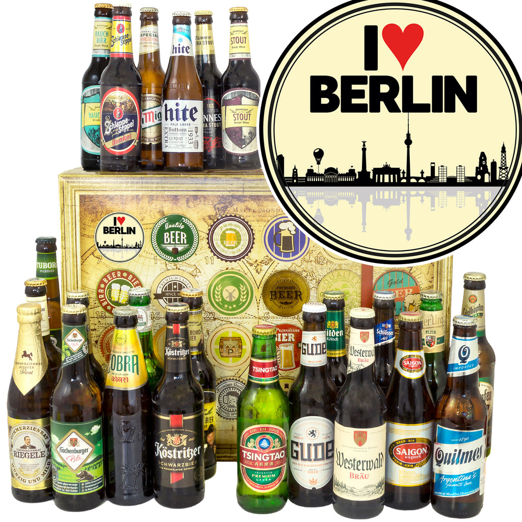 I love Berlin | 24 Spezialitäten Bier Deutschland und Welt | Bier Geschenk