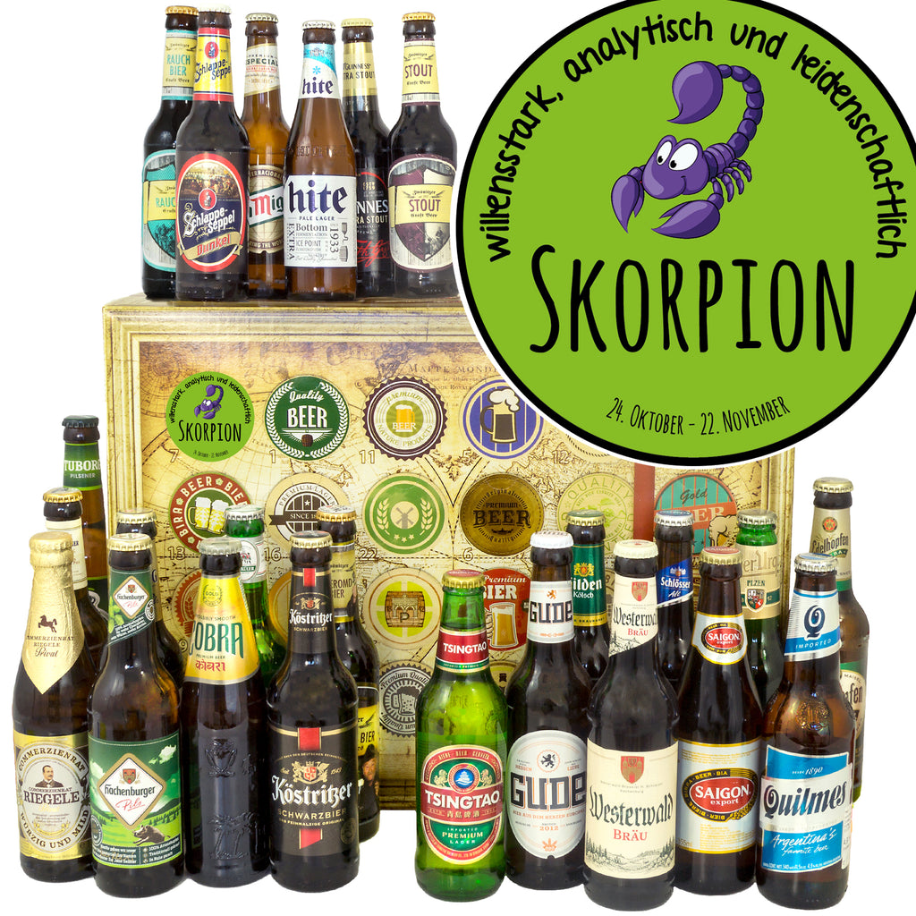 Sternzeichen Skorpion | 24 Biersorten Bier International und Deutschland | Bierverkostung