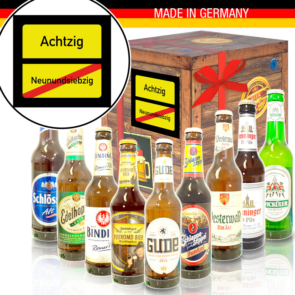 Ortsschild 80 | 9x Deutsche Biere | Biergeschenk