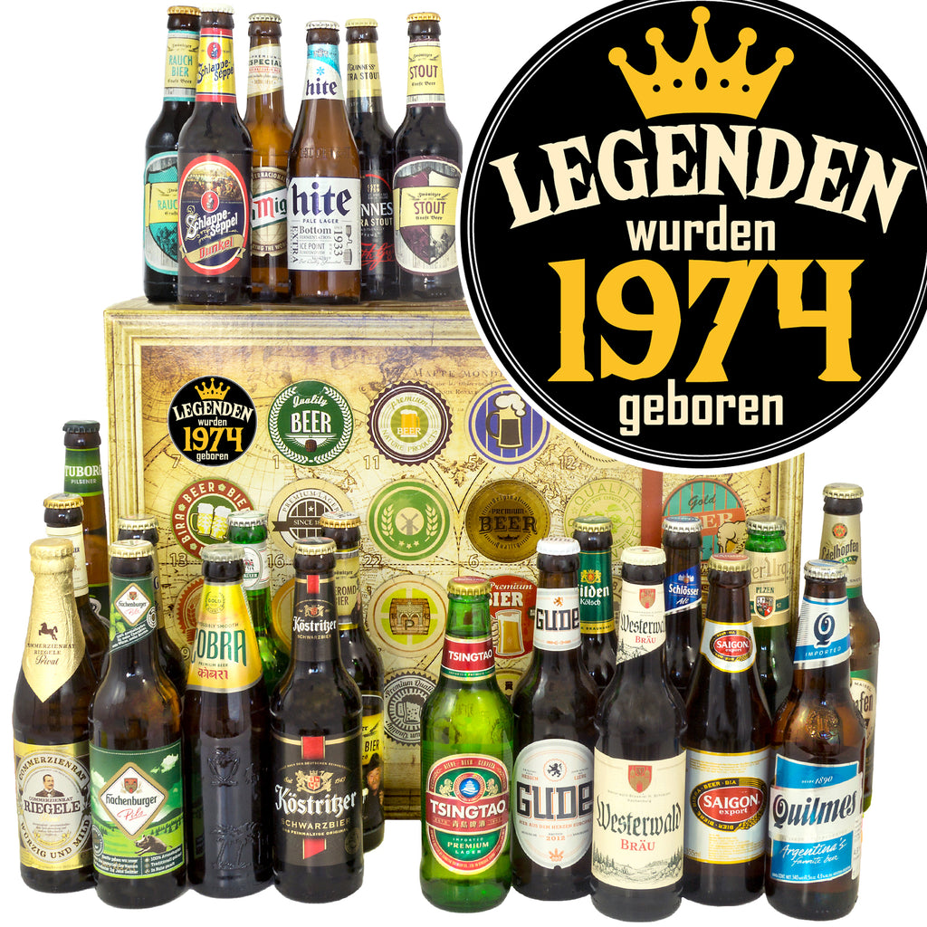 Legenden 1974 | 24 Flaschen Bier aus Welt und Deutschland | Bierpaket