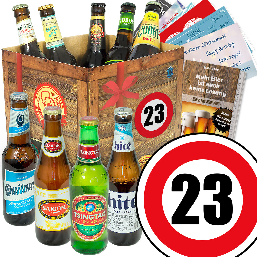 Zahl 23 | 9 Flaschen Bier aus aller Welt | Geschenk Set
