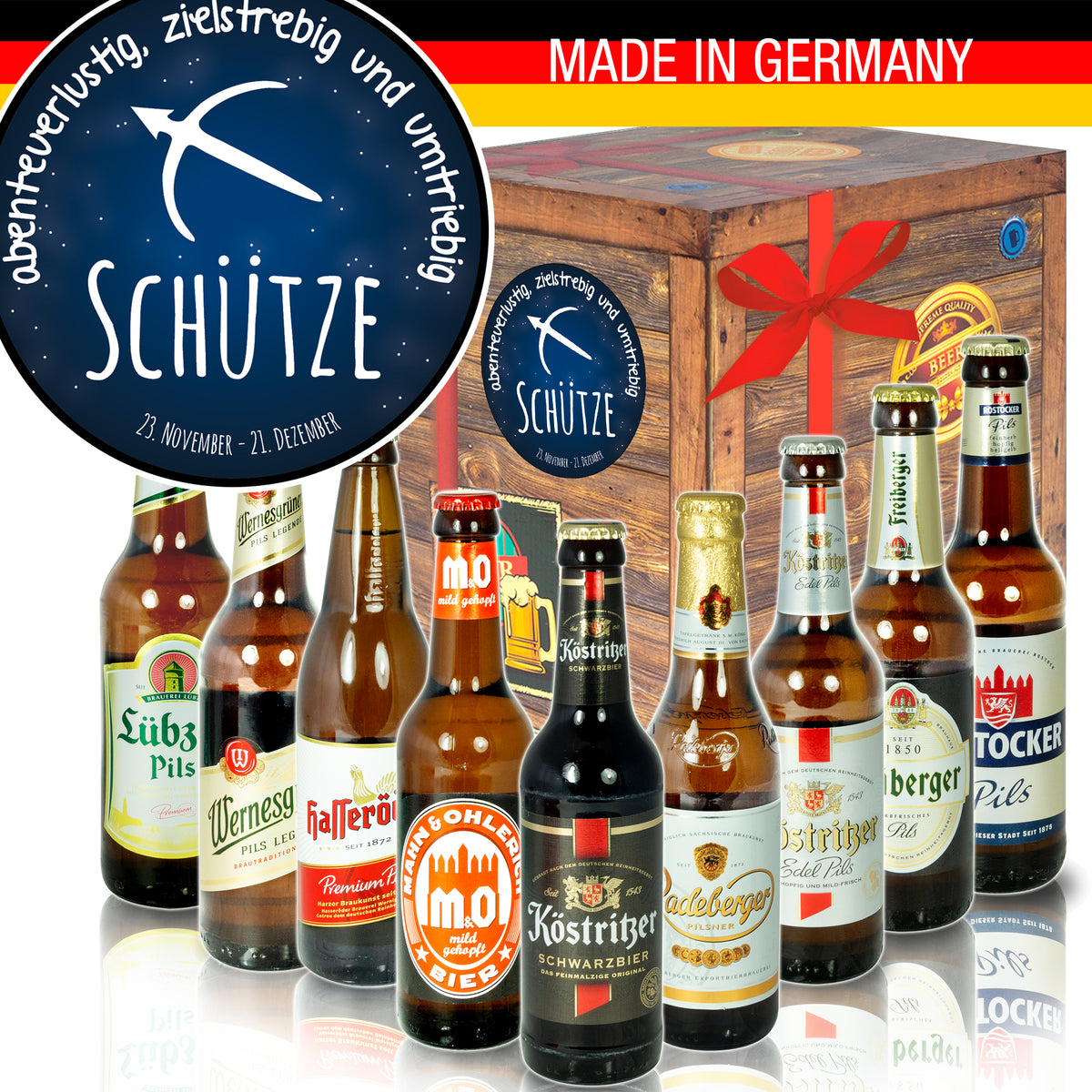 Sternzeichen Schütze | 9 Spezialitäten Biere Ostdeutsch | Geschenkset