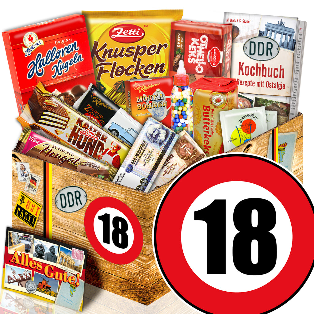 Zahl 18 - Süßigkeiten Set DDR L - monatsgeschenke.de