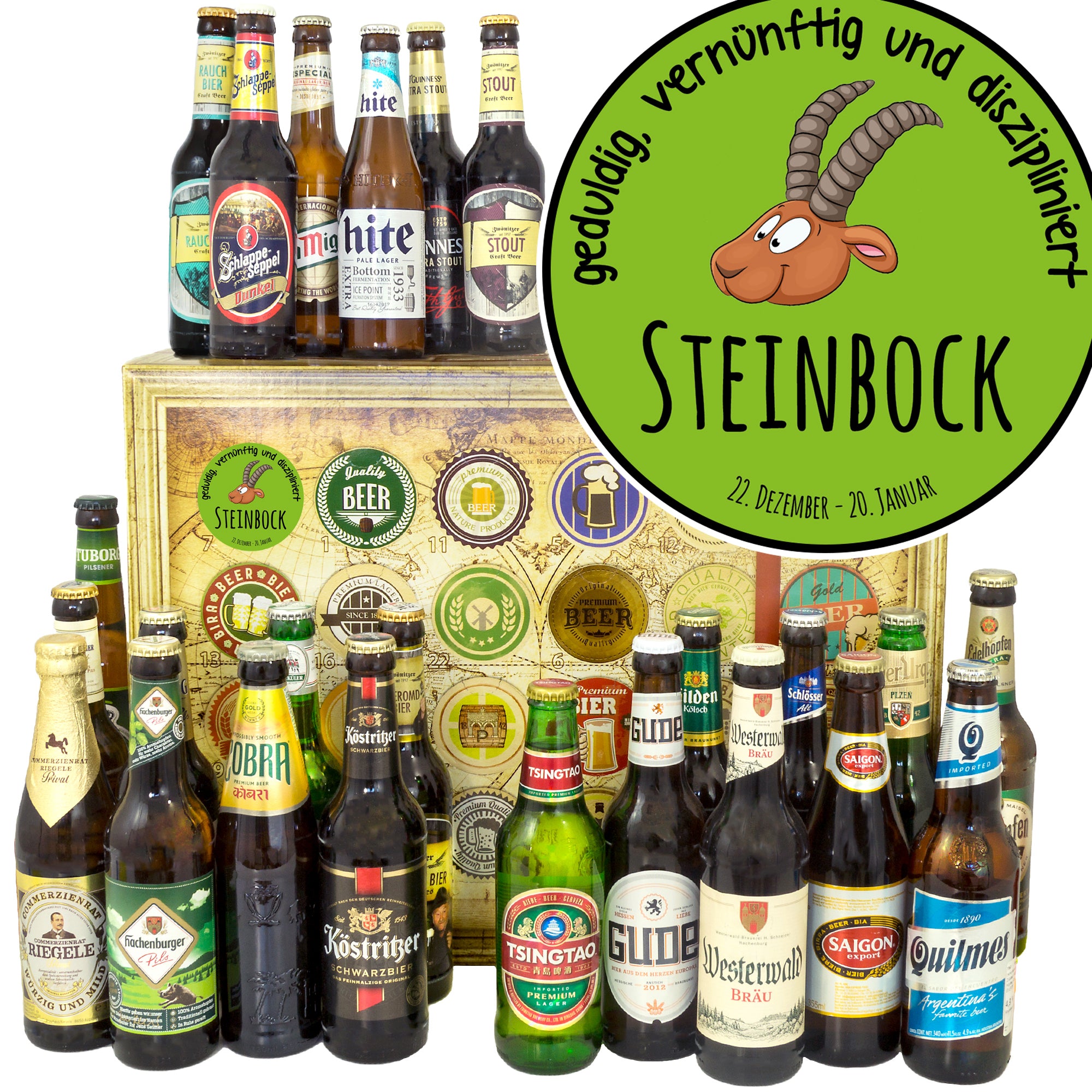 Sternzeichen Steinbock | 24x Bier Deutschland und Welt | Paket