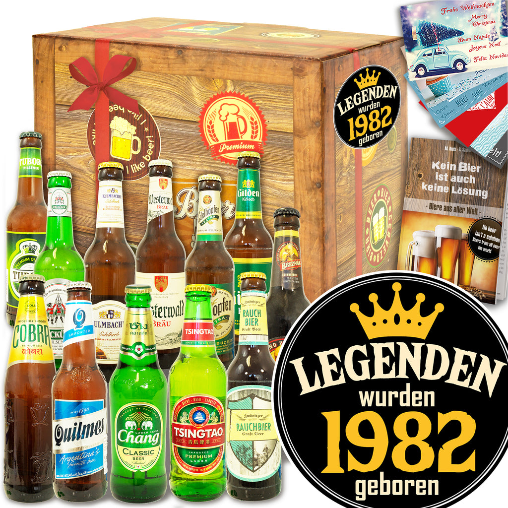 Legenden 1982 | 12 Spezialitäten Bier aus der Welt und Deutschland | Biergeschenk