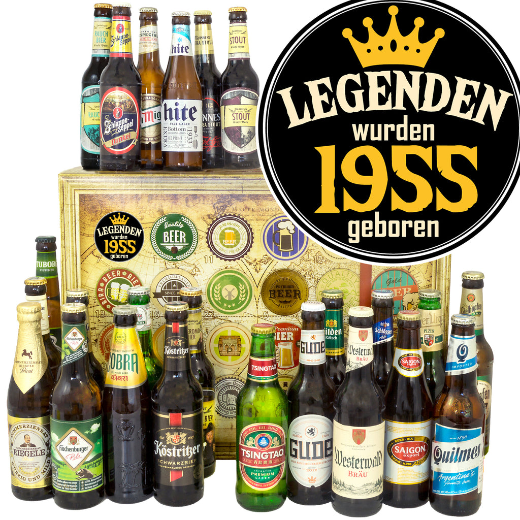 Legenden 1955 | 24x Bier aus Welt und Deutschland | Bier Geschenk
