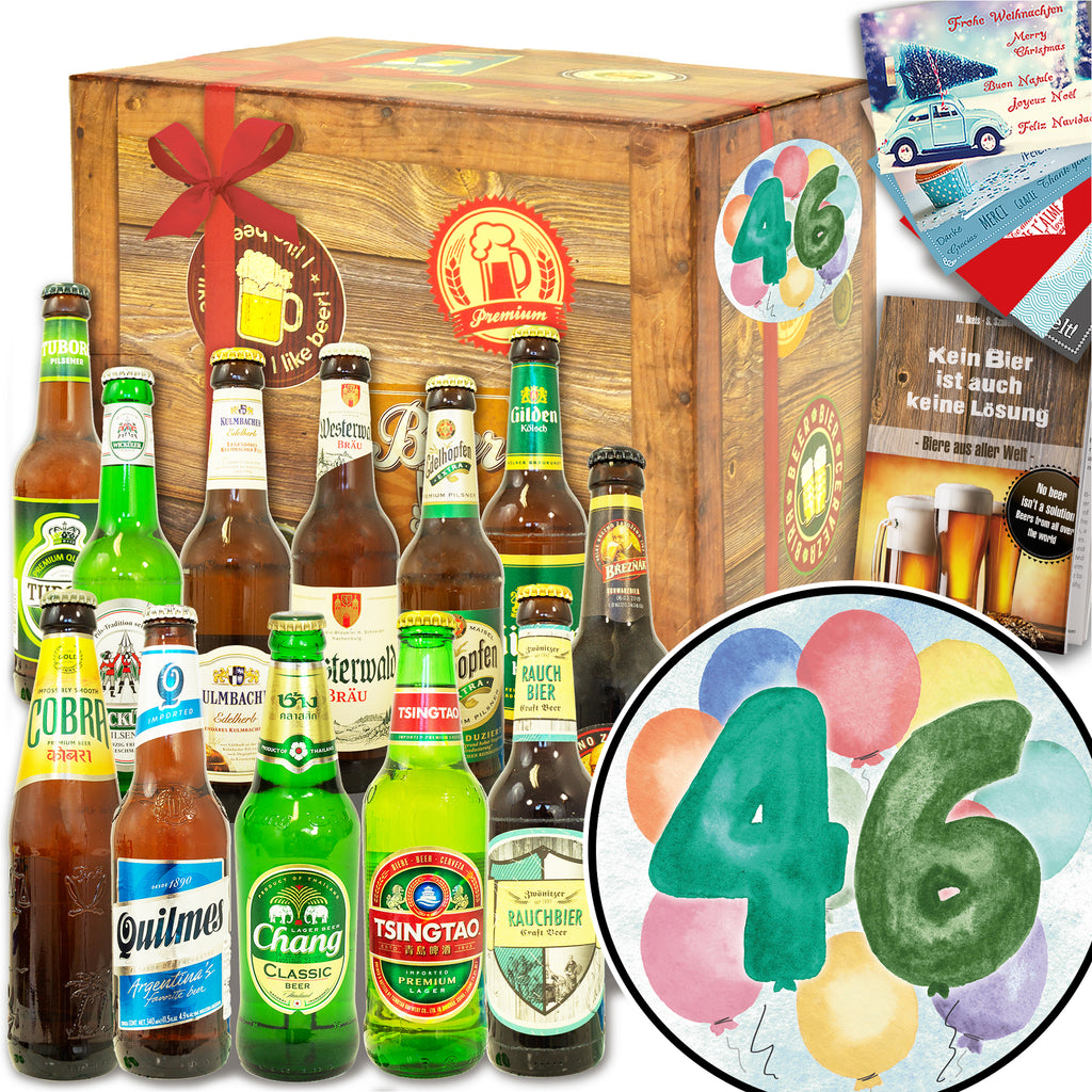 Geburtstag 46 | 12 Biersorten Bier International und DE | Geschenkbox