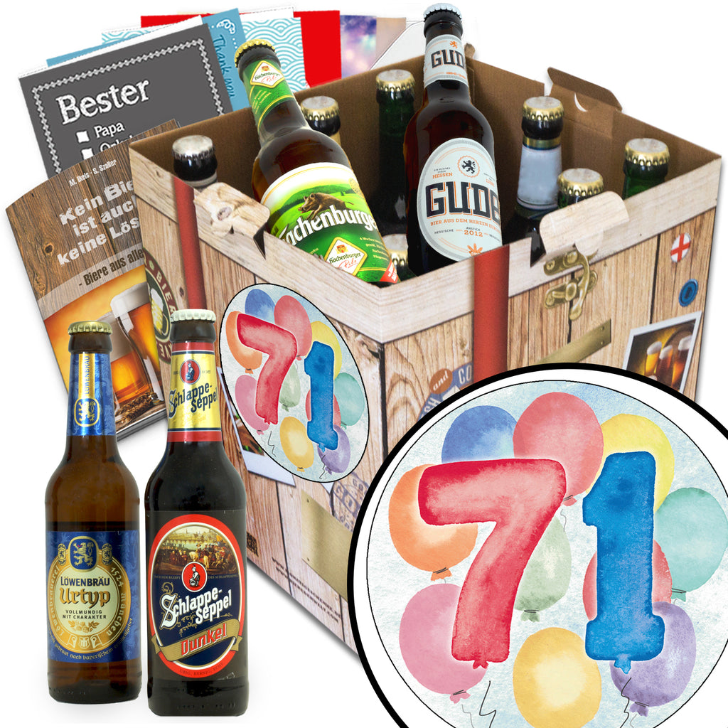 Geburtstag 71 | 9x Bier Biere Deutschland | Geschenk Box