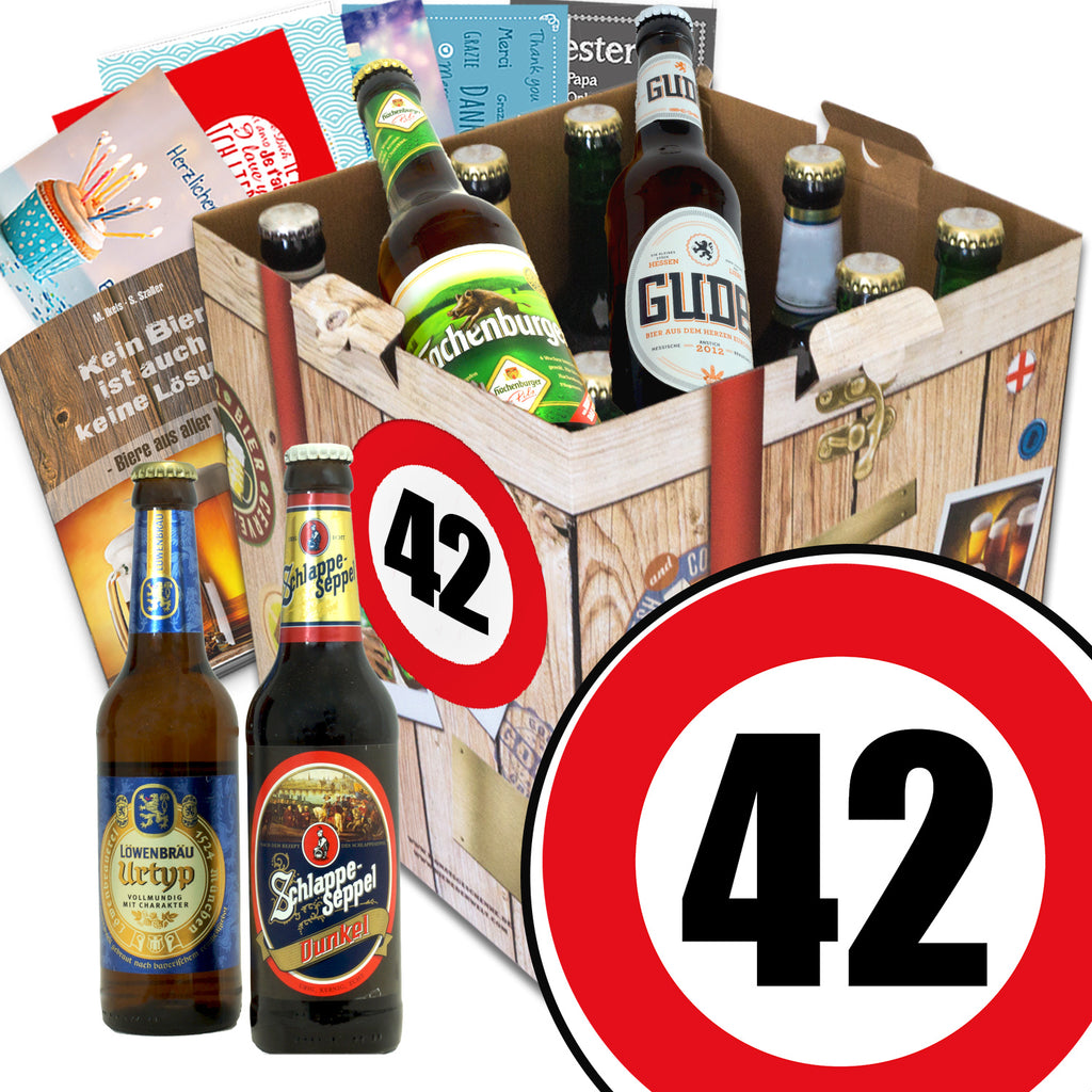 Zahl 42 | 9 Flaschen Deutsche Biere | Geschenkpaket
