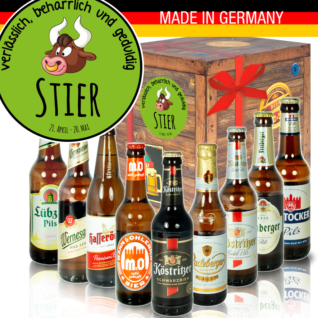 Sternzeichen Stier | 9 Flaschen Biere Ostdeutsch | Geschenkkorb