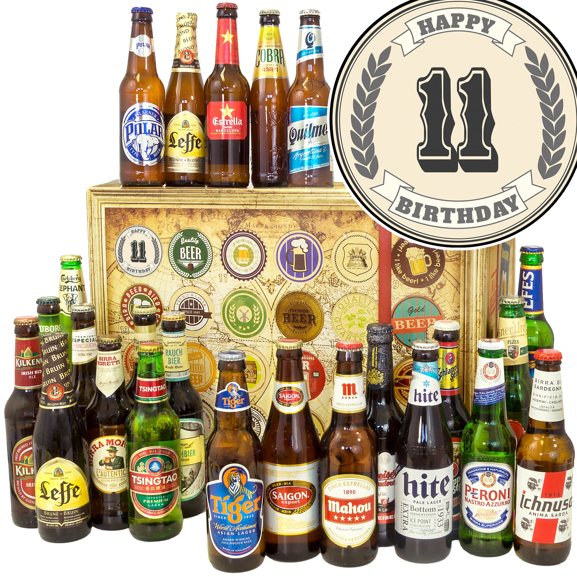 Geburtstag 11 | 24 Spezialitäten Bier Weltreise | Bierbox - monatsgeschenke.de