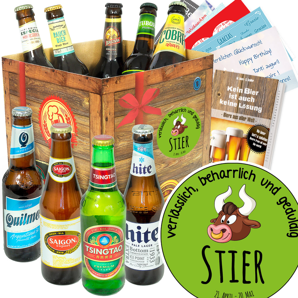 Sternzeichen Stier | 9 Biersorten Bier International | Bier Geschenk