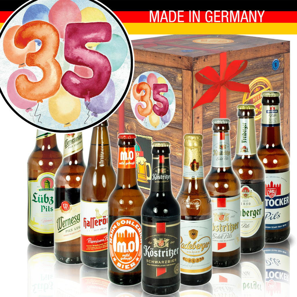Geburtstag 35 | 9 Flaschen Biere Ostdeutsch | Präsent