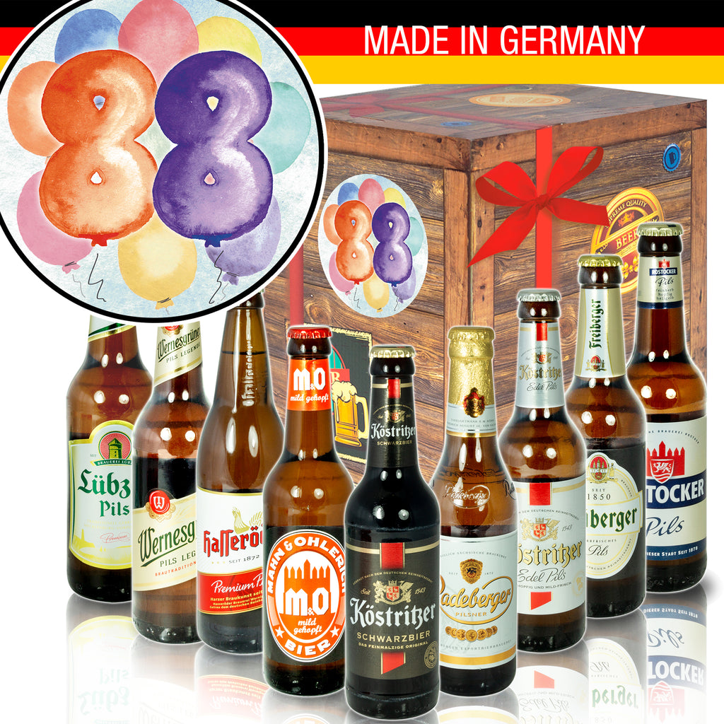 Geburtstag 88 | 9 Flaschen Ostdeutsche Biere | Biergeschenk