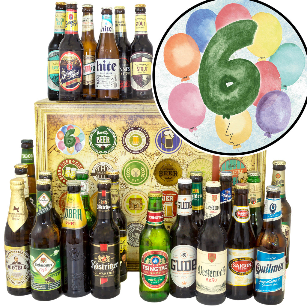 Jubiläum 6 | 24x Bier Biere Welt und Deutschland | Bier Geschenk