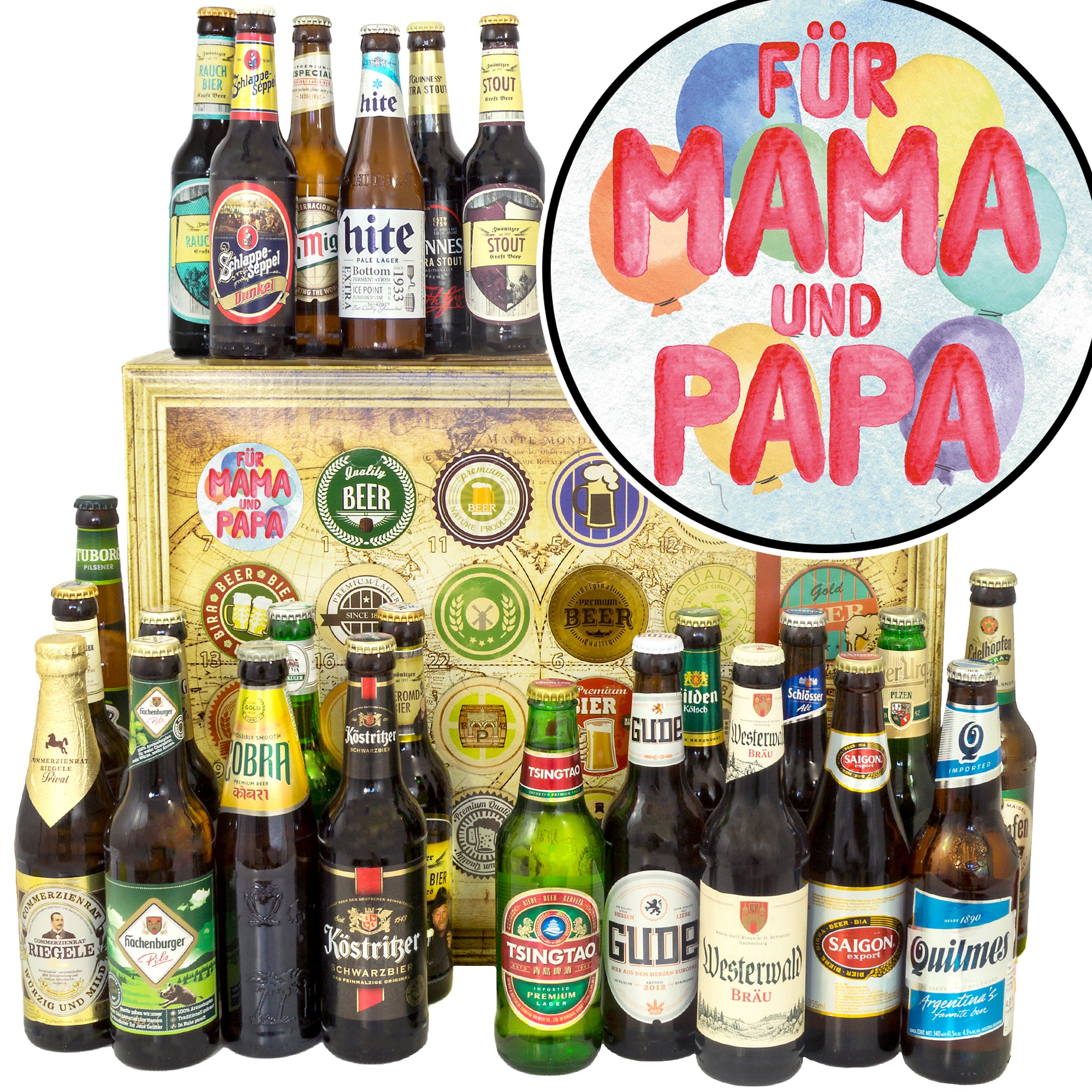 Für Mama&Papa | 24x Biere Welt und Deutschland | Bierbox