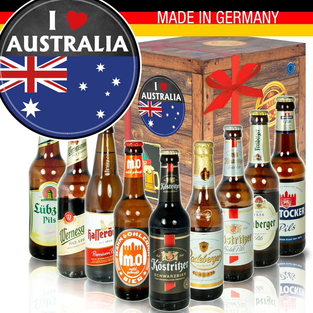 I love Australia | 9 Biersorten Biere Ostdeutsch | Geschenkkorb