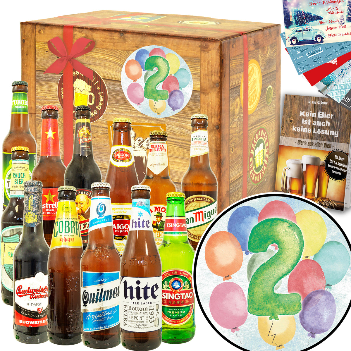 Hochzeitstag 2 | 12x Biere aus aller Welt | Geschenk Box