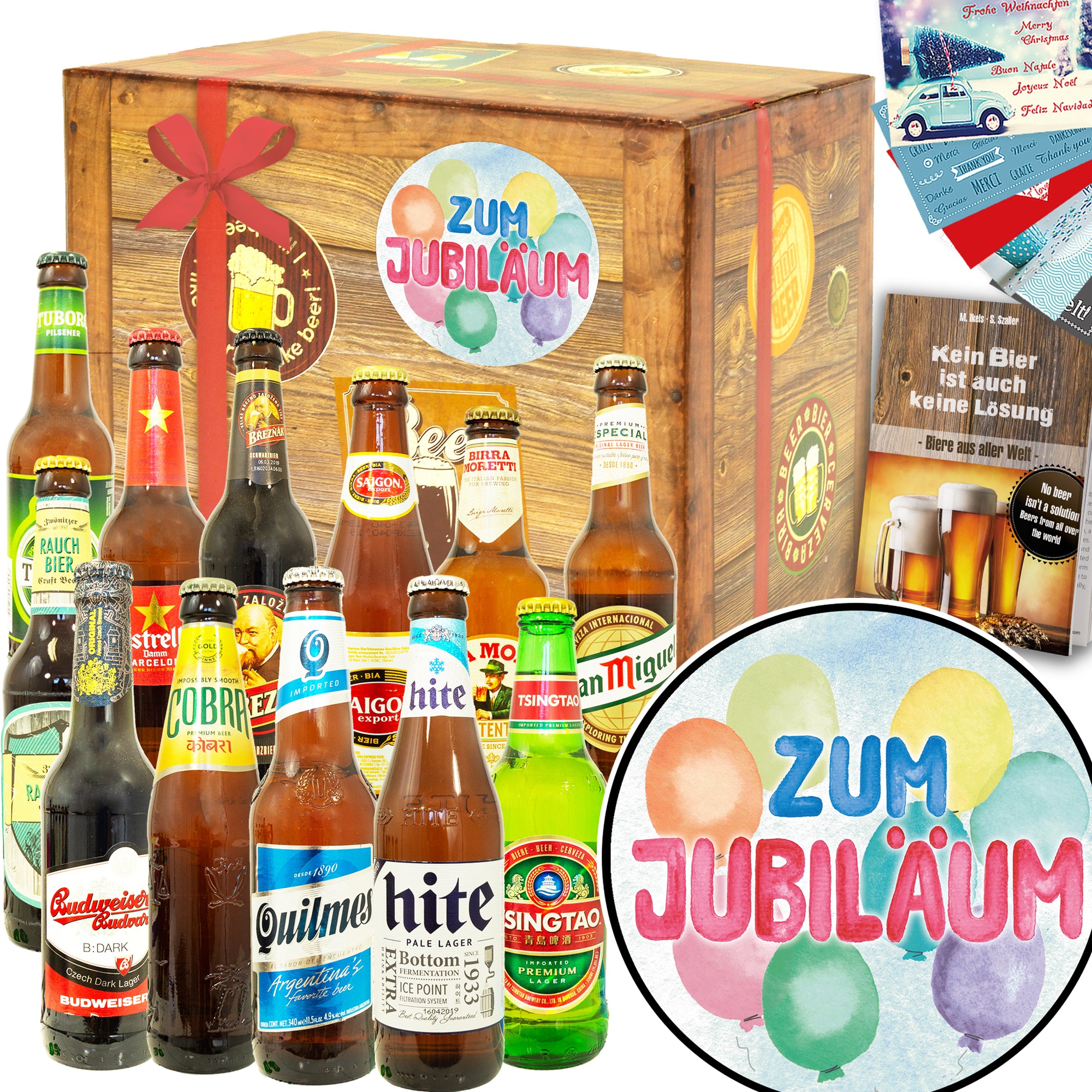 Zum Jubiläum | 12 Flaschen Bier aus aller Welt | Biergeschenk