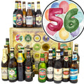 Geburtstag 56 | 24 Flaschen Biere Welt und Deutschland | Box