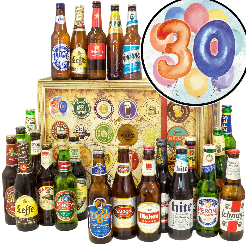 30. Geburtstag | 24 Flaschen Biere der Welt | Geschenkkorb
