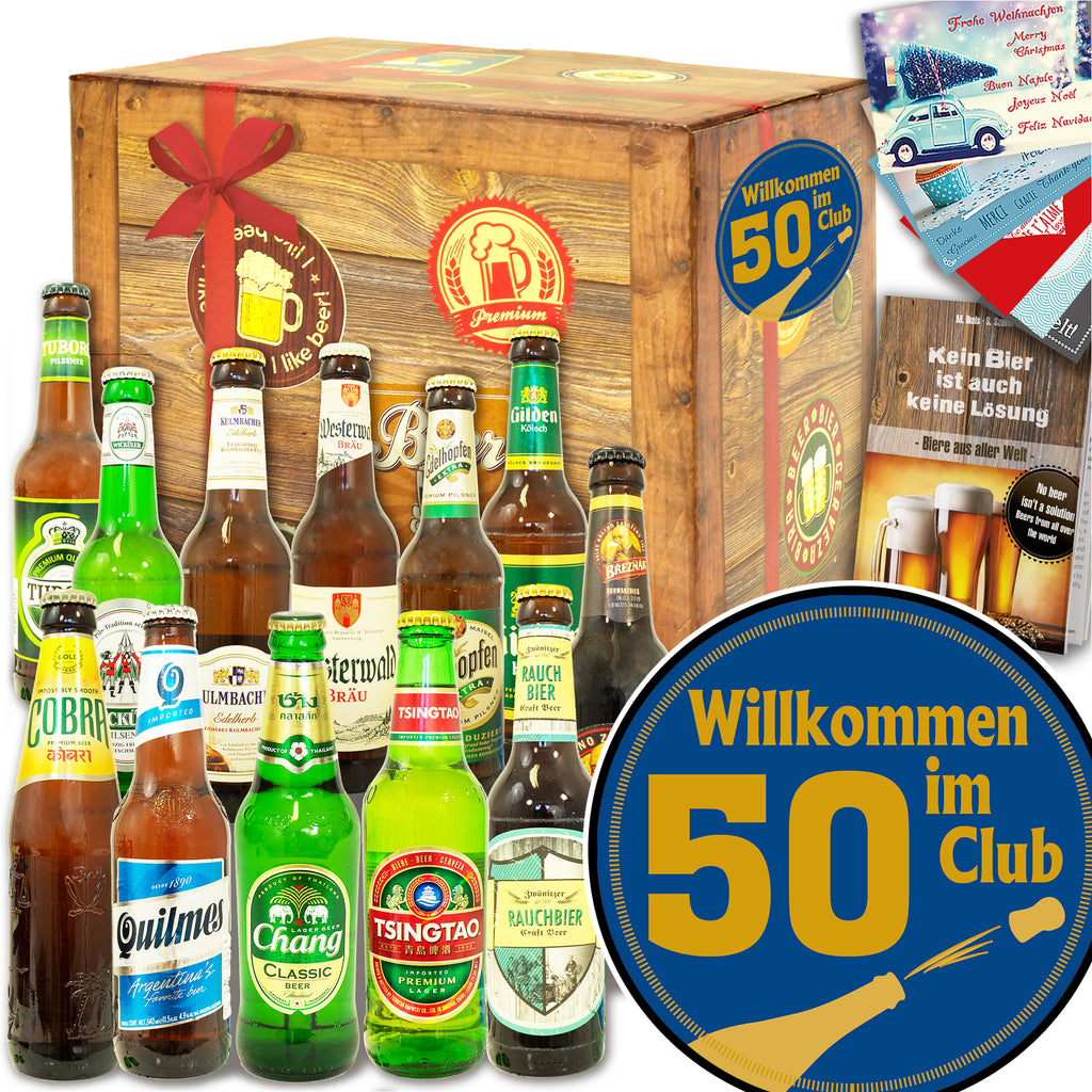 Wilkommen im Club 50 | 12x Biere Welt und Deutschland | Geschenk Set