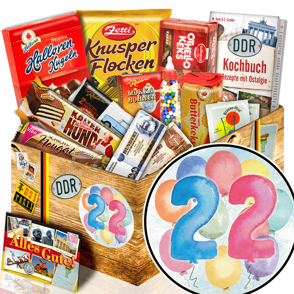 Zahl 22 - Süßigkeiten Set DDR L - monatsgeschenke.de