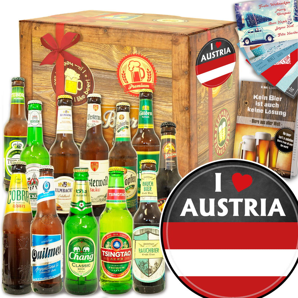 I love Austria | 12 Spezialitäten Bier International und DE | Geschenk Box