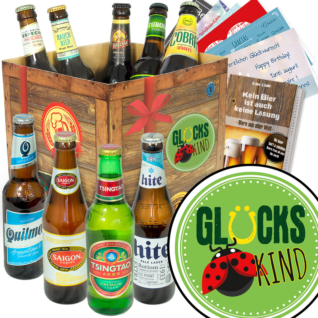 Glückskind | 9 Spezialitäten Biere der Welt Exoten | Biergeschenk