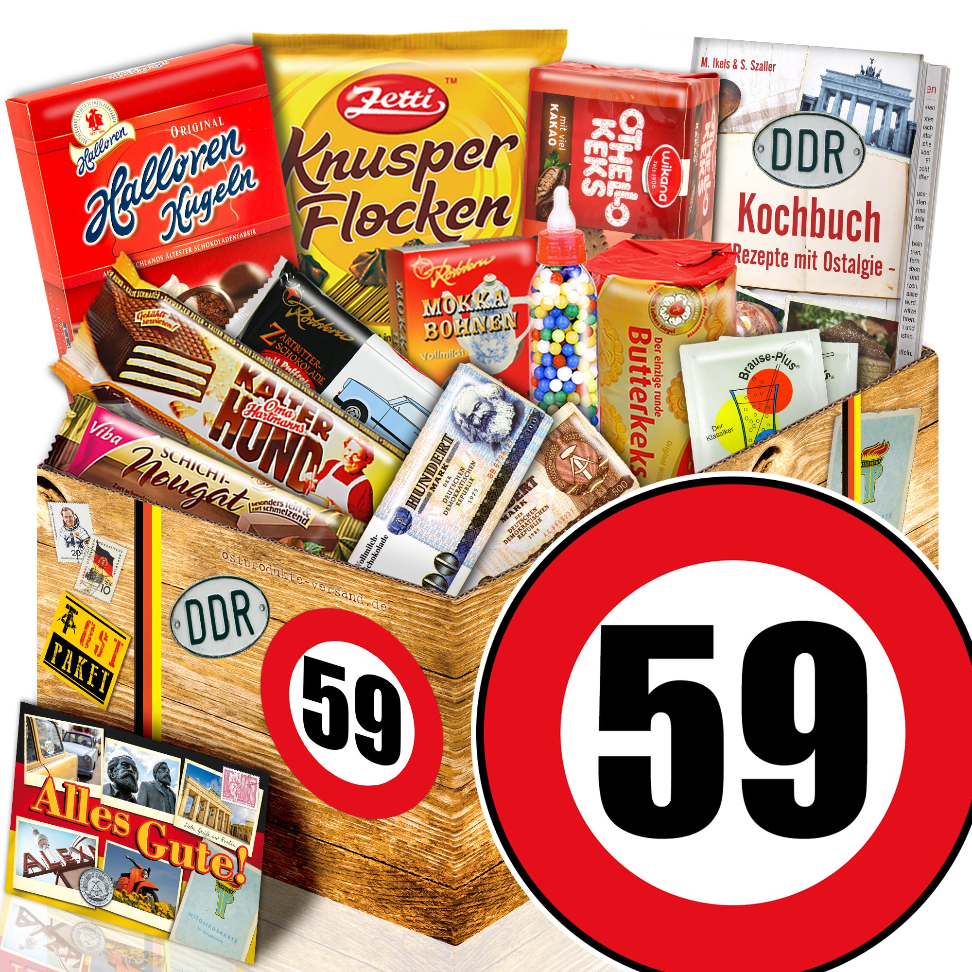 Zahl 59 - Süßigkeiten Set DDR L - monatsgeschenke.de