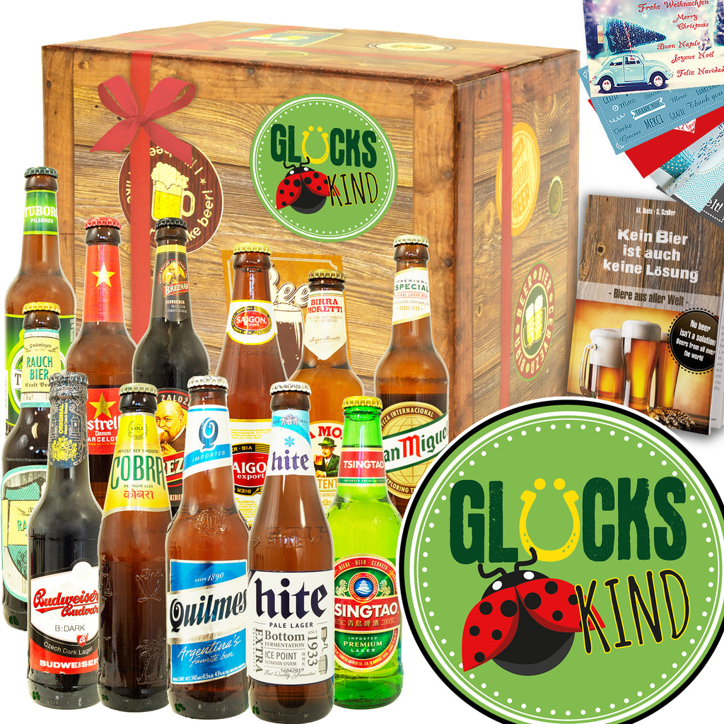 Glückskind | 12 Spezialitäten Biere der Welt Exoten | Biergeschenk