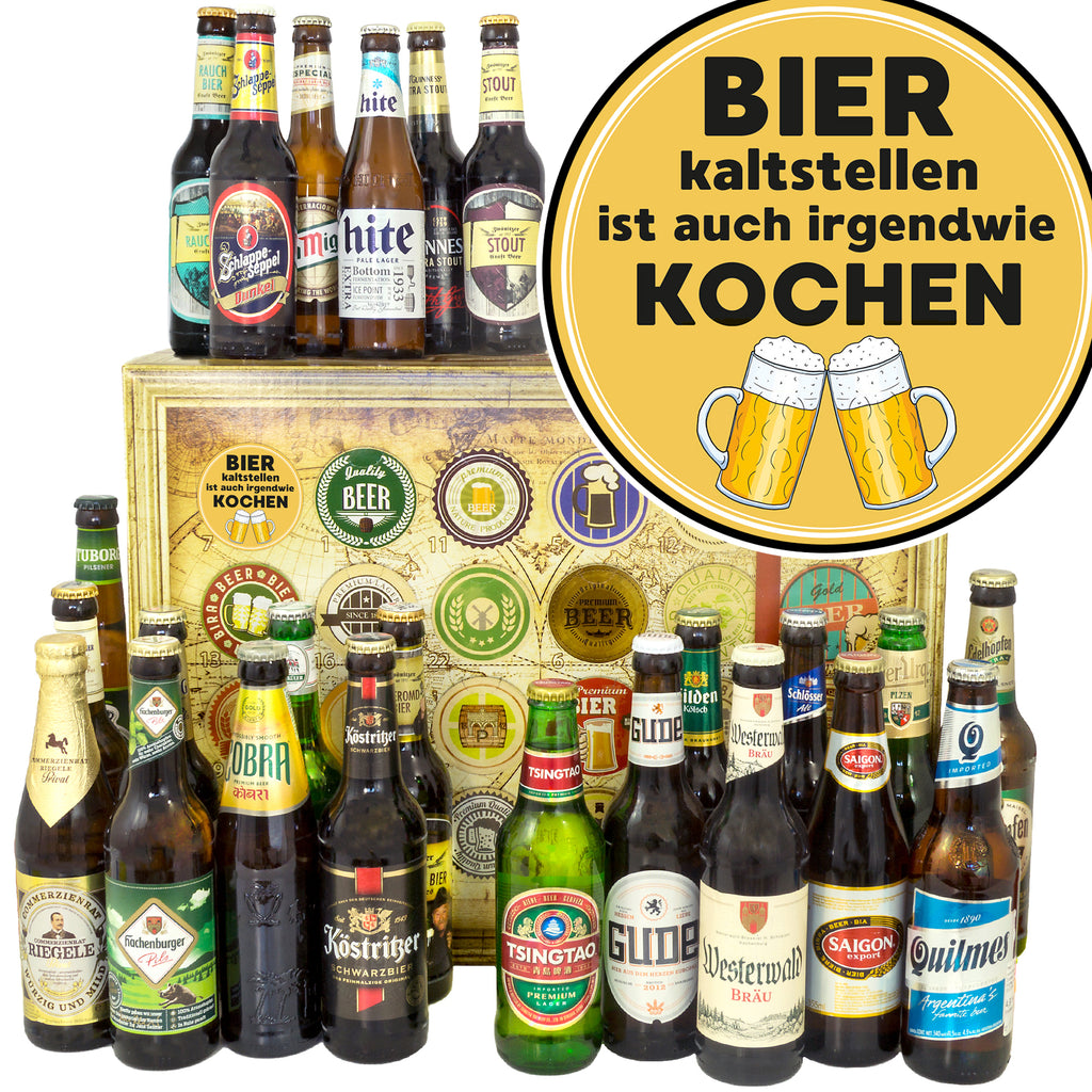 Bier kalt stellen | 24x Bier Biere Welt und Deutschland | Bierbox