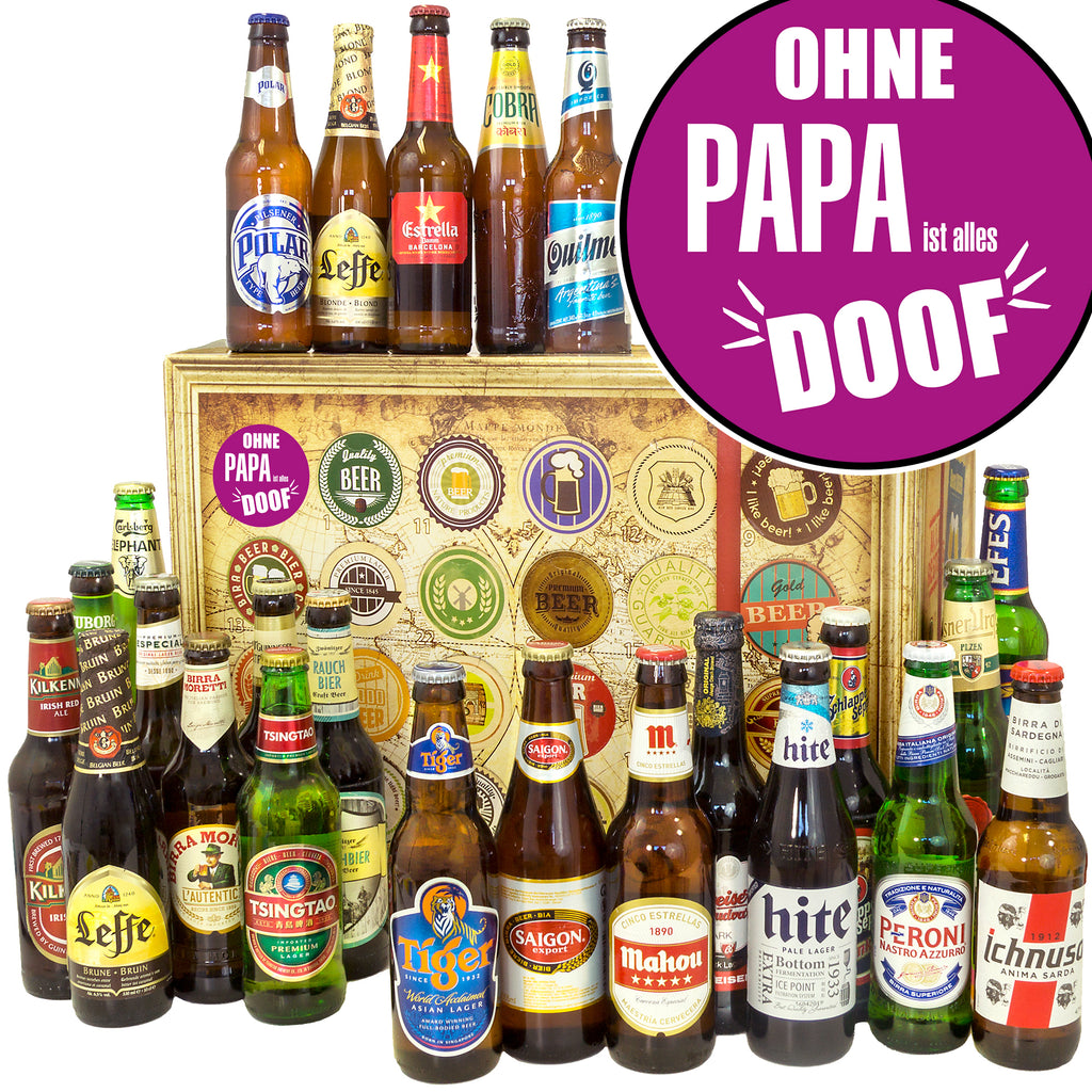 Ohne Papa ist alles doof | 24 Länder Bier International | Geschenkset