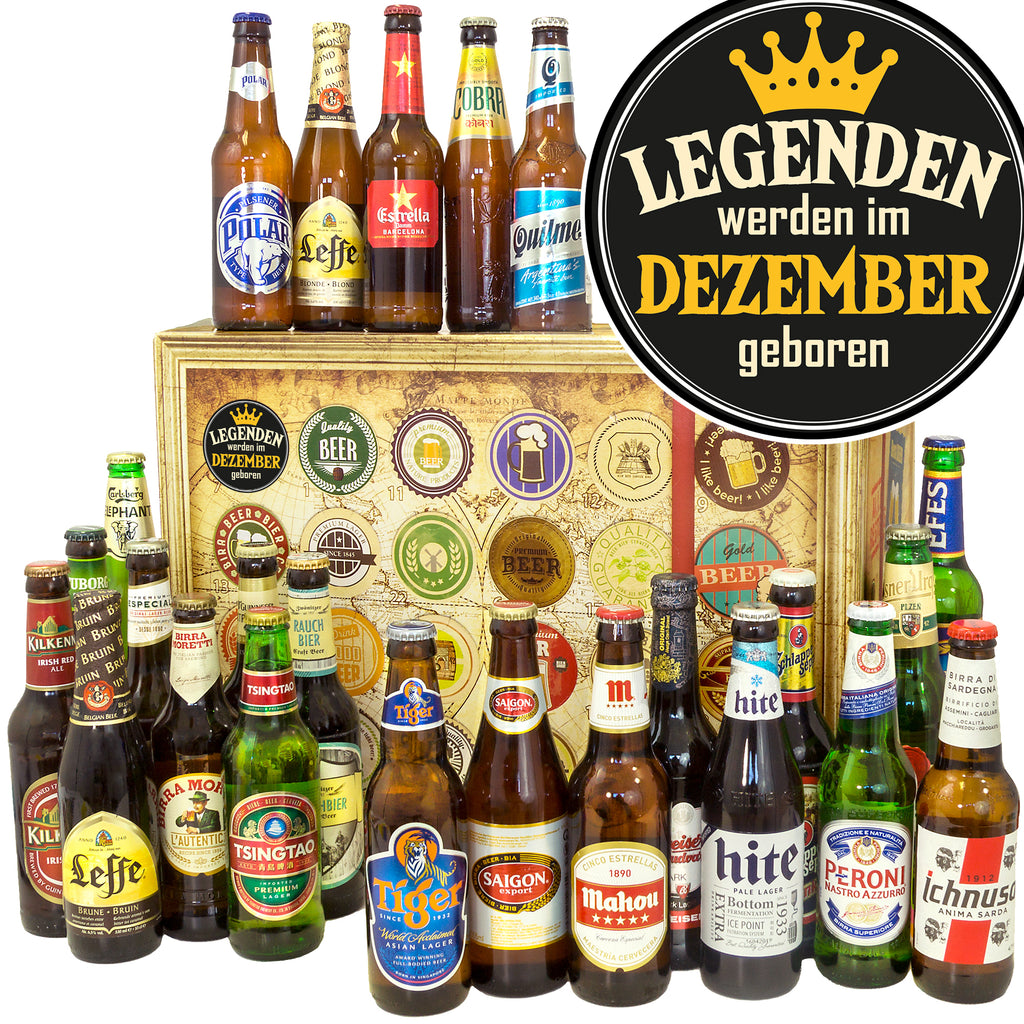Legende Dezember | 24 Flaschen Biere aus aller Welt | Geschenkidee